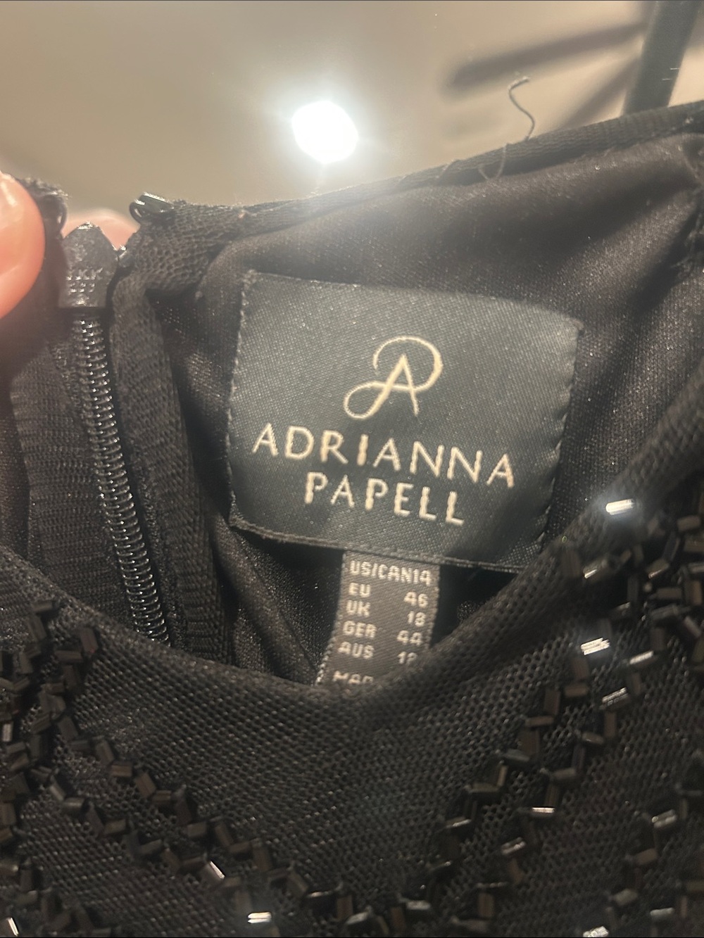 Adrianna Papell Black Beaded Spaghetti Strap Prom Dress - Picture 2 of 4